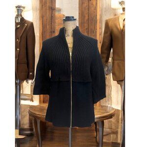 Chico's Black Rib Knit Cardigan Sweater Gold‎ Hardware Size Small